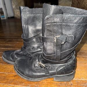 Steve Madden Bandit Black Leather Boots Size 8